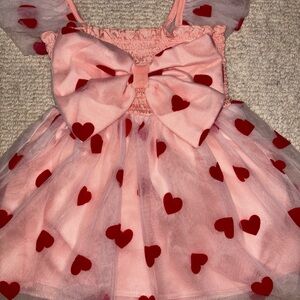 Pink Dress with Red Heart Accents
